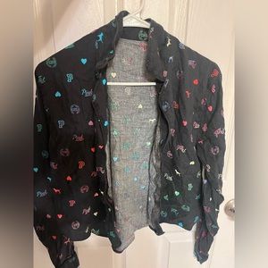 Victoria’s Secret pajama set, top is XS, bottoms are a small